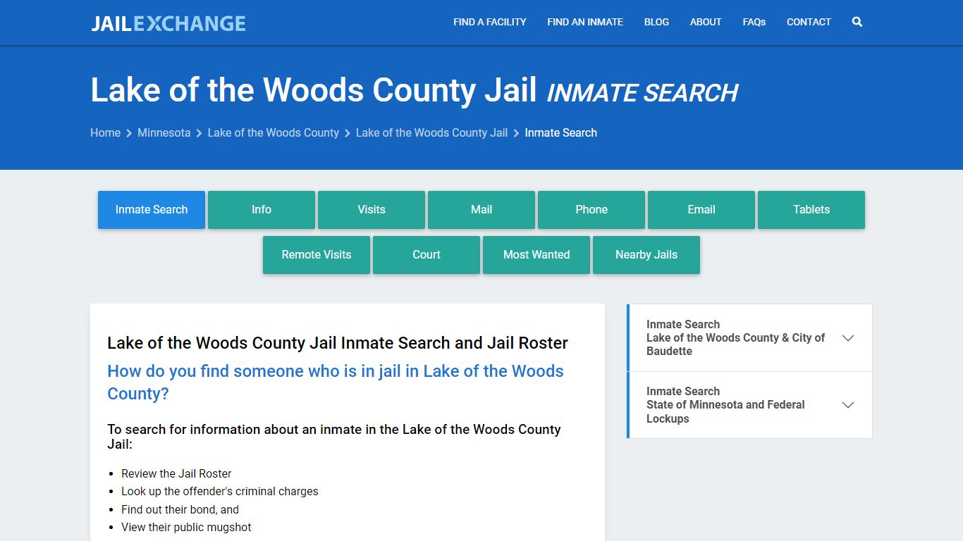 Lake of the Woods County Jail Inmate Search - Jail Exchange